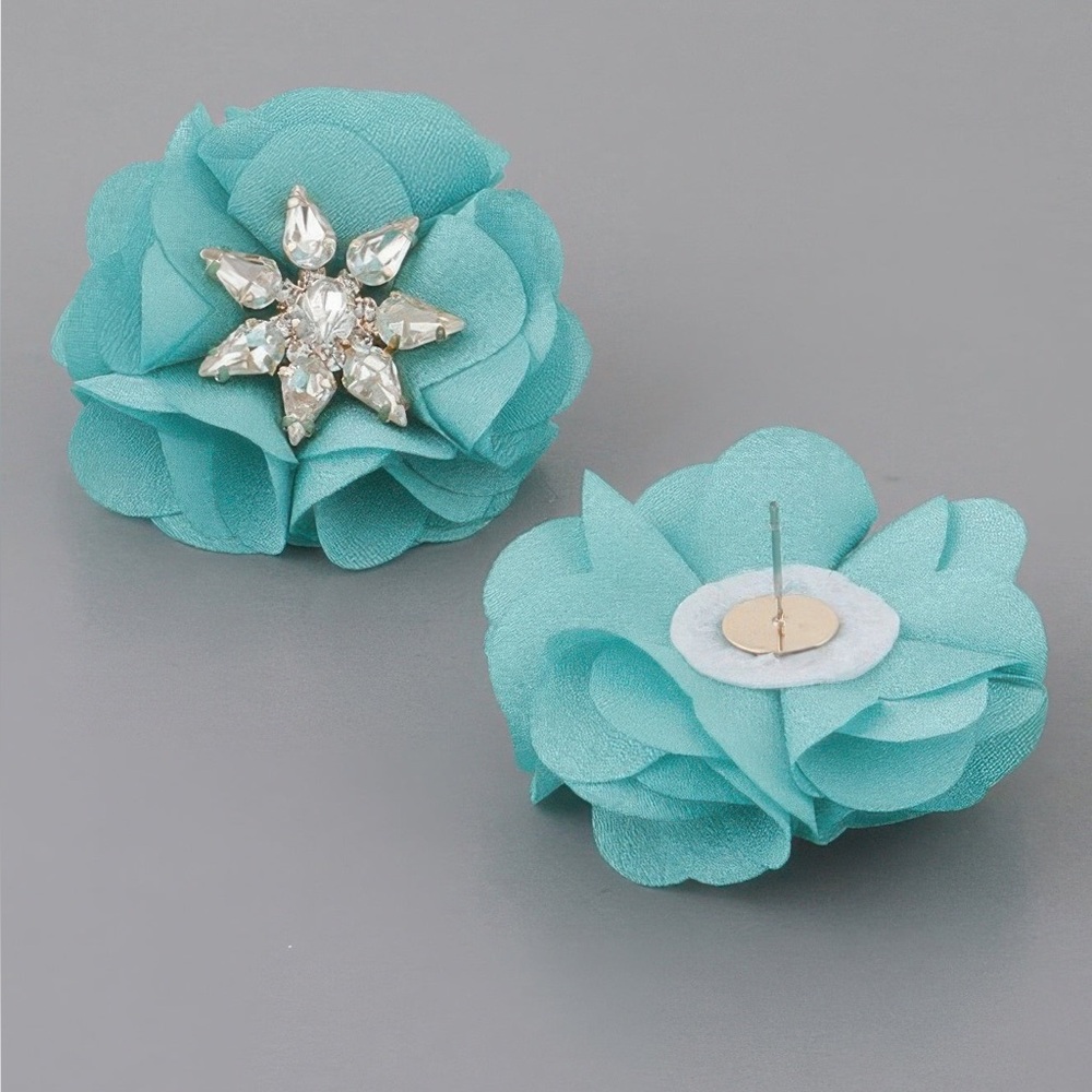 Jeweled Flower Stud Earrings
